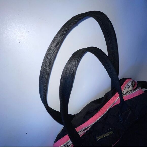Juicy Couture Black and Pink Quilted Weekender Tote with Sporty Stripes - Picture 12 of 15